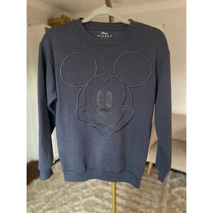Disney Mickey Mouse Embroidered Minimalist Crewneck Sweatshirt Cozy Classic XXS